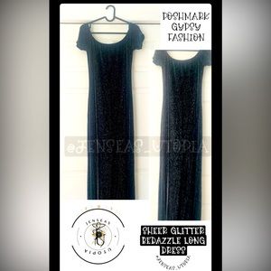 SHEER GLITTER BEDAZZLED LONG DRESS